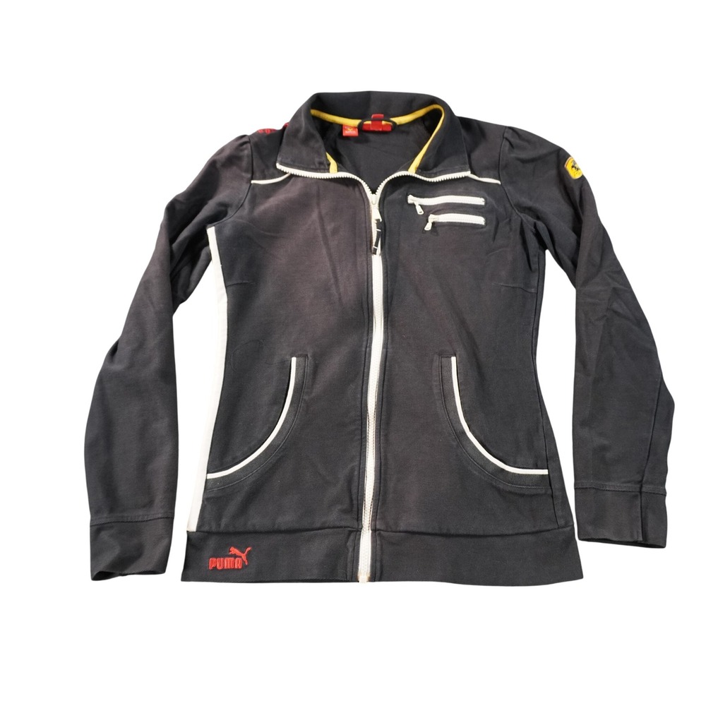 Puma Track Jacket Women M Black Scuderia Ferrari Full Zip Racing Sporty Slim Fit